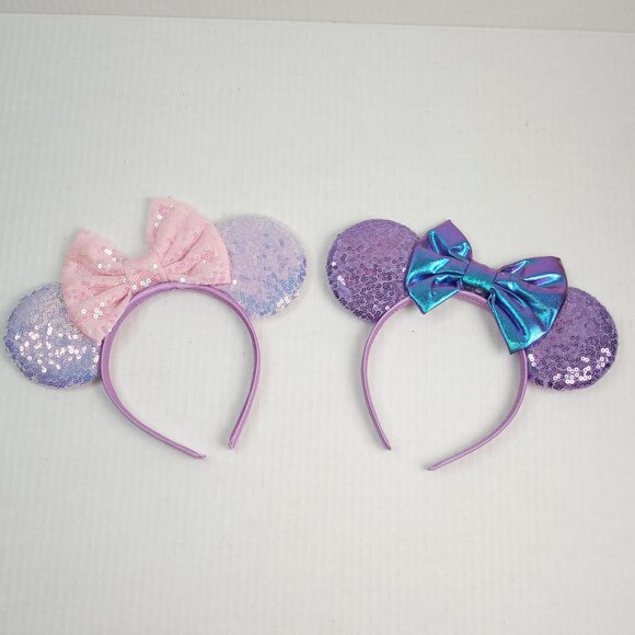 Mouse Ears with Bow Headbands Set of 2 - Picture 1 of 3